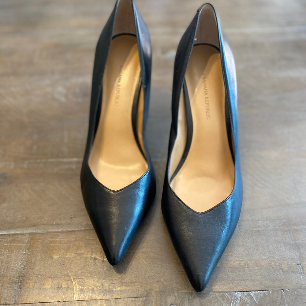 Black Leather Pumps (New, Never Worn)
